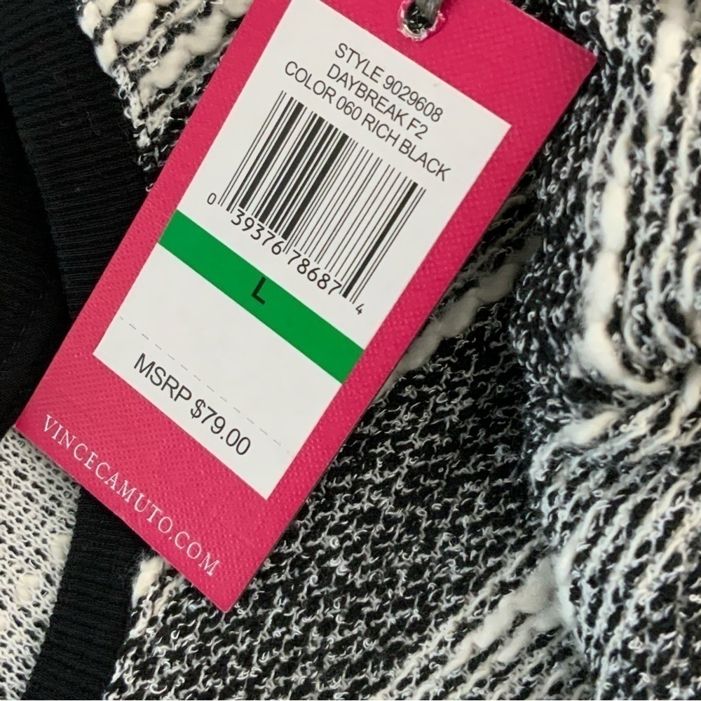 Vince Camuto grey and black stripe sweater top. Size L - Picture 6 of 7